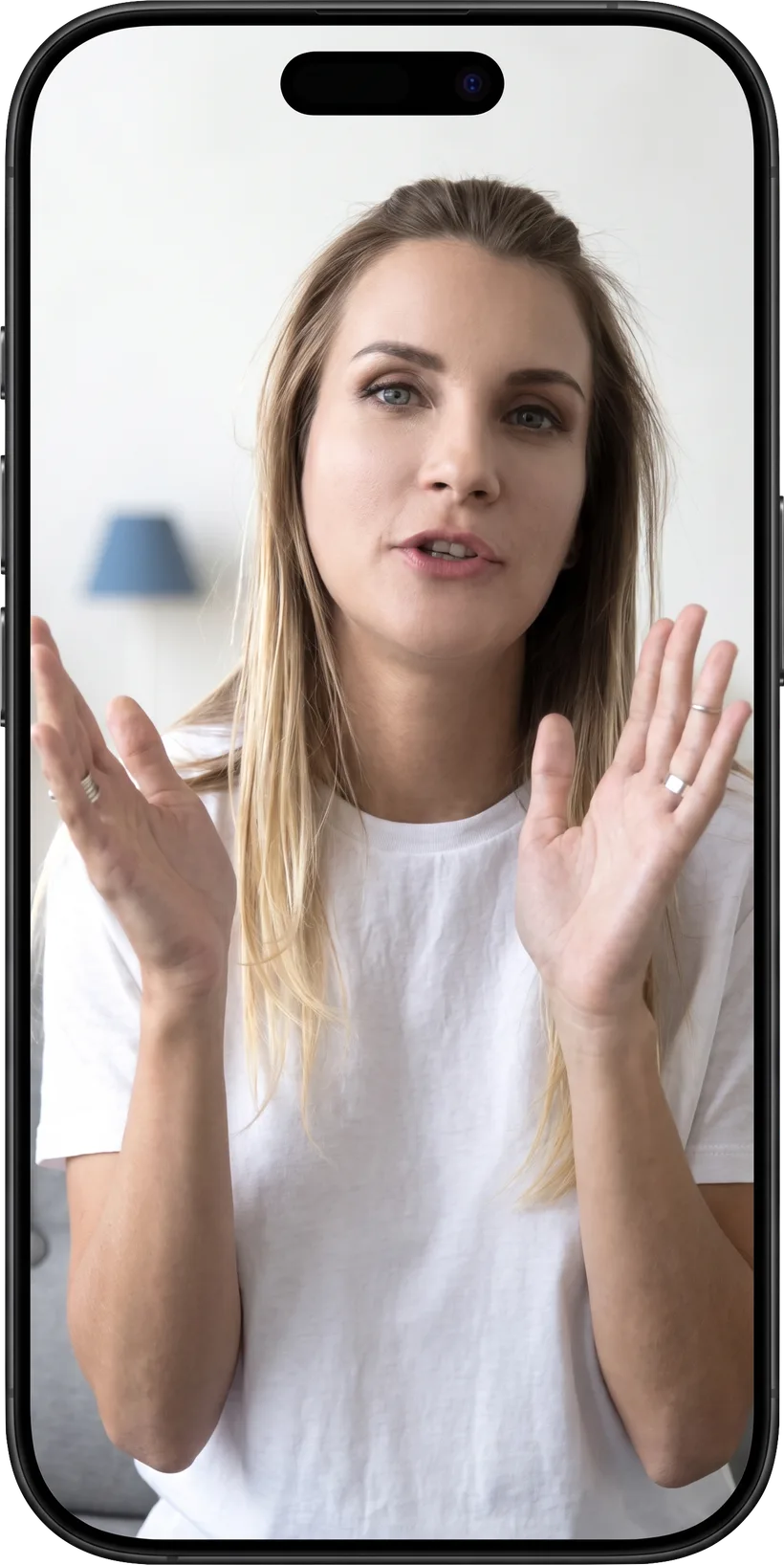 Someone presenting to camera in Teleprompta